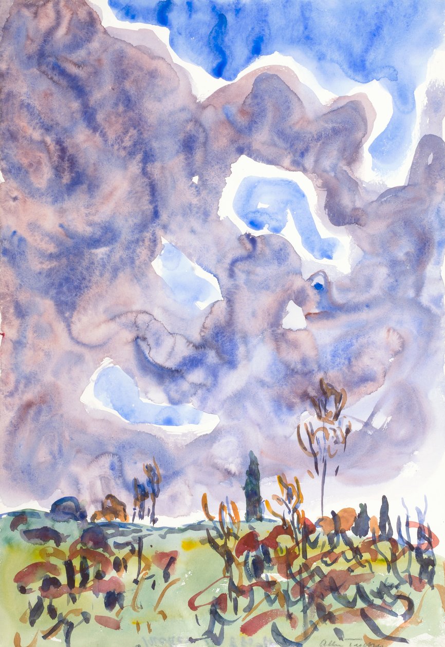 Akvarell sz. 31, Táj felhőkkel, kb. 1930. alkotó: Allen Tucker