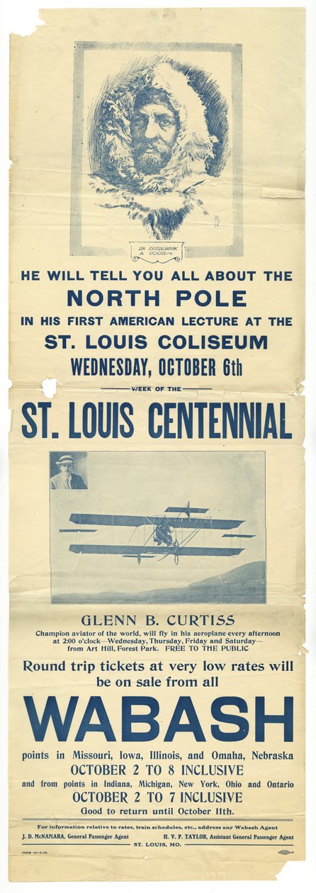 Glenn B. Curtiss az Art Hillről repül a repülőgépével alkotó: Allied Printing