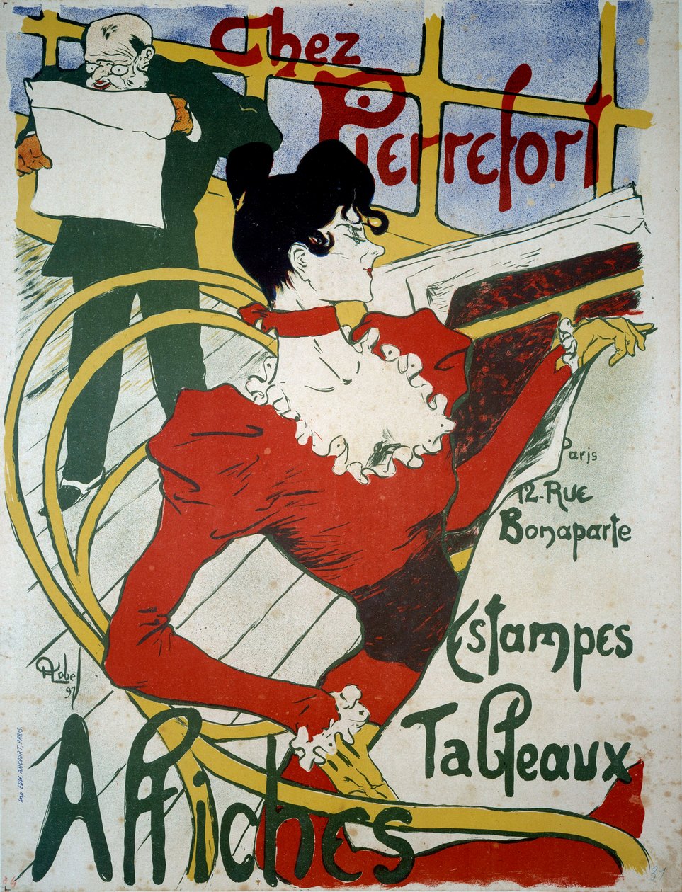 Chez Pierrefort Reklámplakát nyomatok, plakátok és festmények kereskedőjének (plakát) alkotó: Almery Lobel Riche