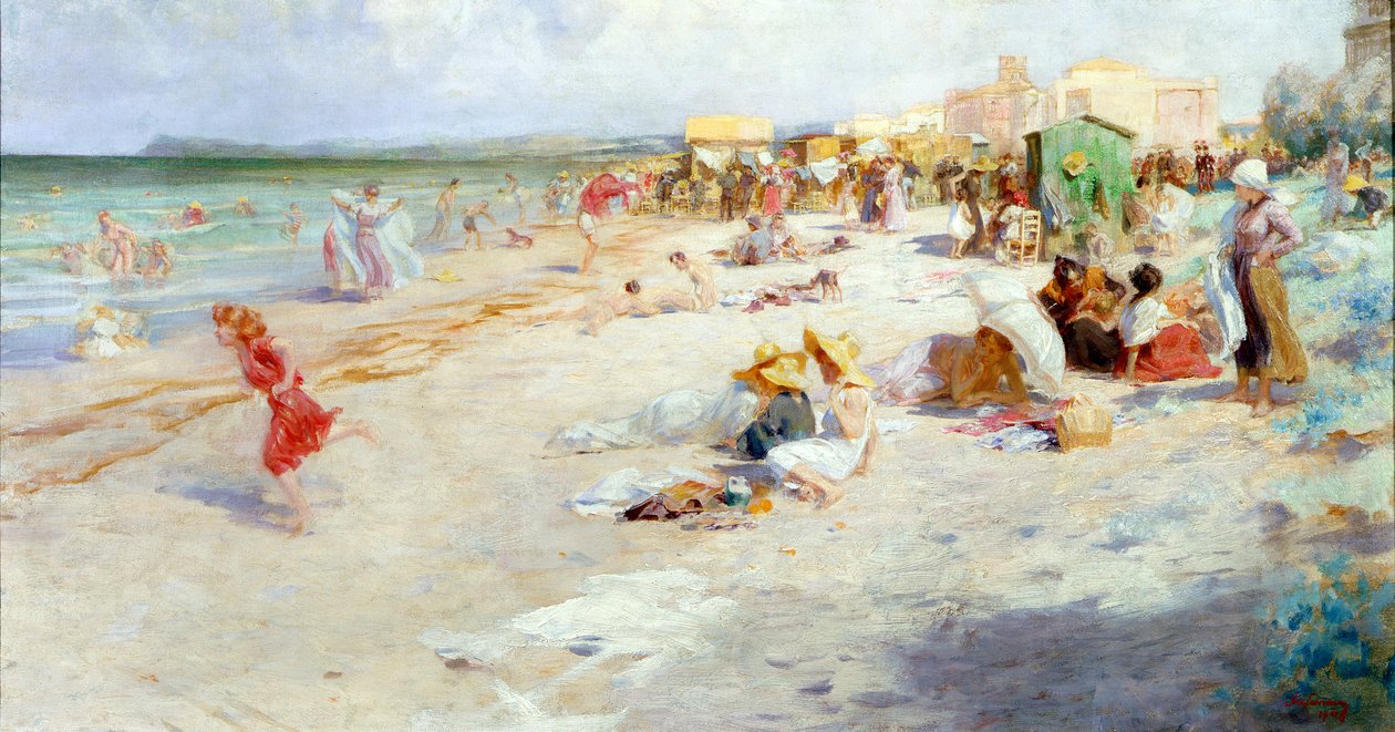 Nyári nyüzsgő strand alkotó: Alois Hans Schram