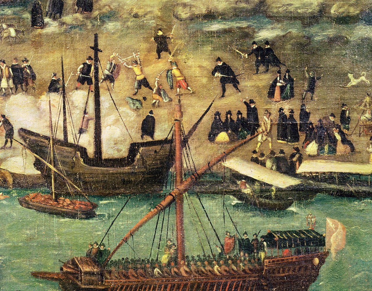 Sevilla kikötője, 1590 körül (részlet) alkotó: Alonso Sánchez Coello