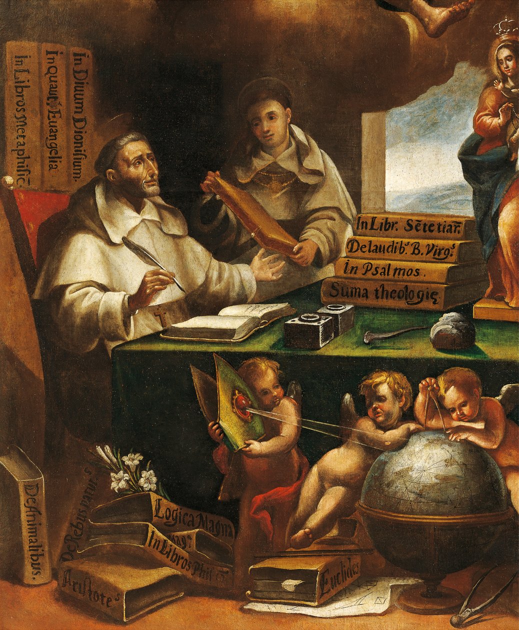 Nagy Szent Albert és Aquinói Szent Tamás, részlet, Szent Pál megjelenik Nagy Szent Albertnek és Aquinói Szent Tamásnak, Alonso Antonio Villamor (1661-1729). San Esteban kolostor, Salamanca. alkotó: Alonso Antonio Villamor