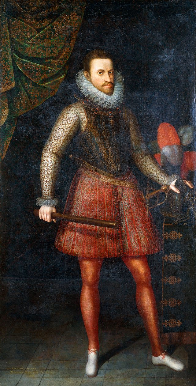 Albert főherceg portréja, stafétabotot tartva, álló alakban, 1593 alkotó: Alonso Sánchez Coello