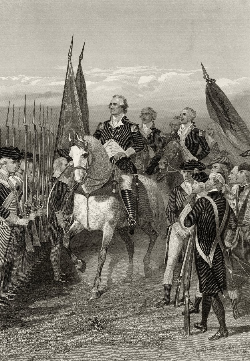 George Washington átveszi a hadsereg parancsnokságát, 1775, a „Life and Times of Washington” I. kötetéből, 1857-ben. alkotó: Alonzo Chappel