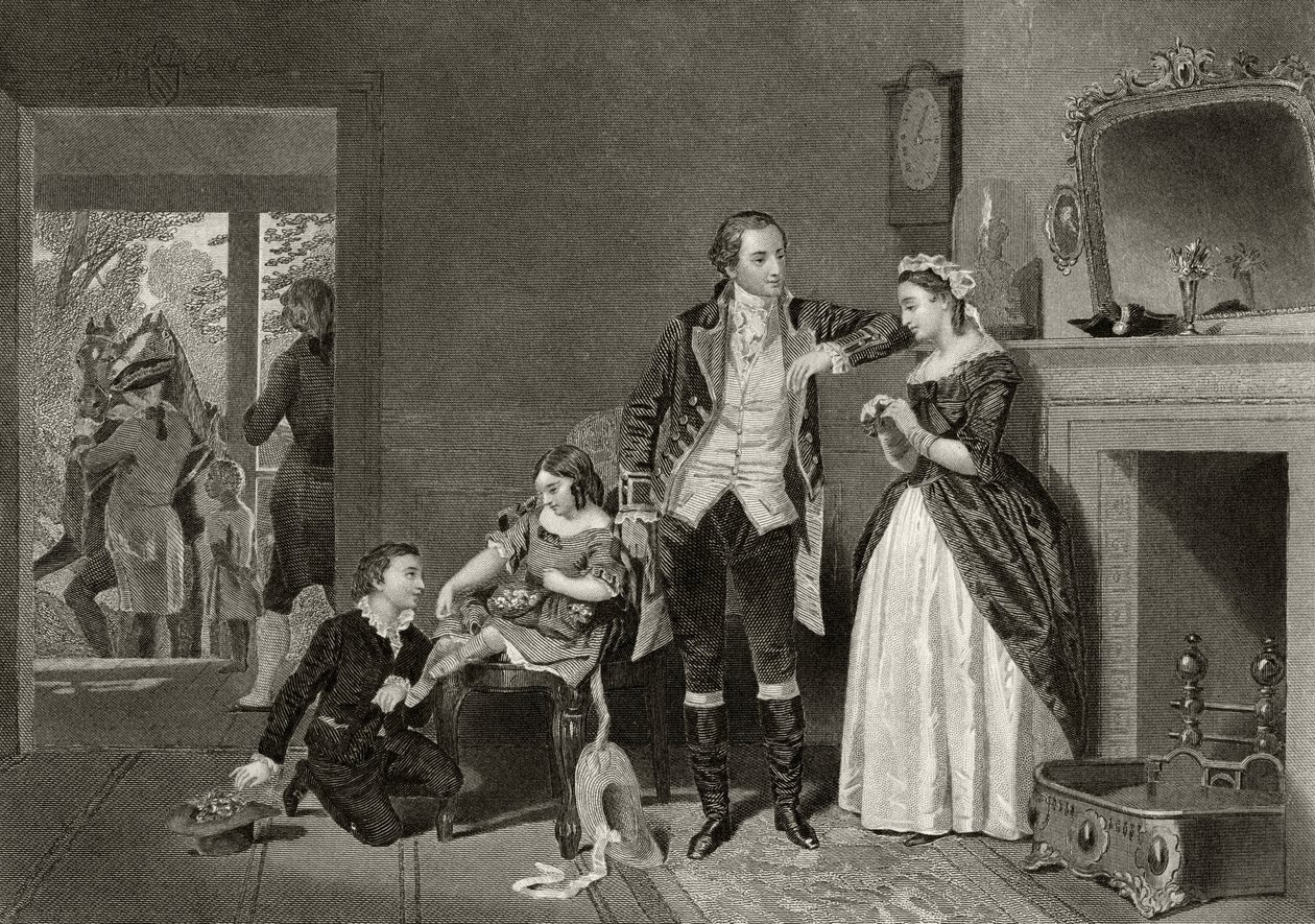 George Washington első interjúja Mrs Custis-szal, a „Life and Times of Washington” I. kötetéből, 1857-ben jelent meg alkotó: Alonzo Chappel