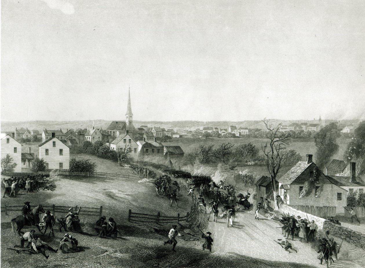 A britek visszavonulása Concordból, 1775. április, metszette James Smillie alkotó: Alonzo Chappel