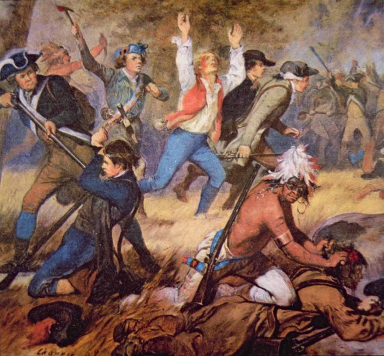 Wyoming Valley mészárlása 1778 júliusában (színes litó) (részlet) alkotó: Alonzo (after) Chappel