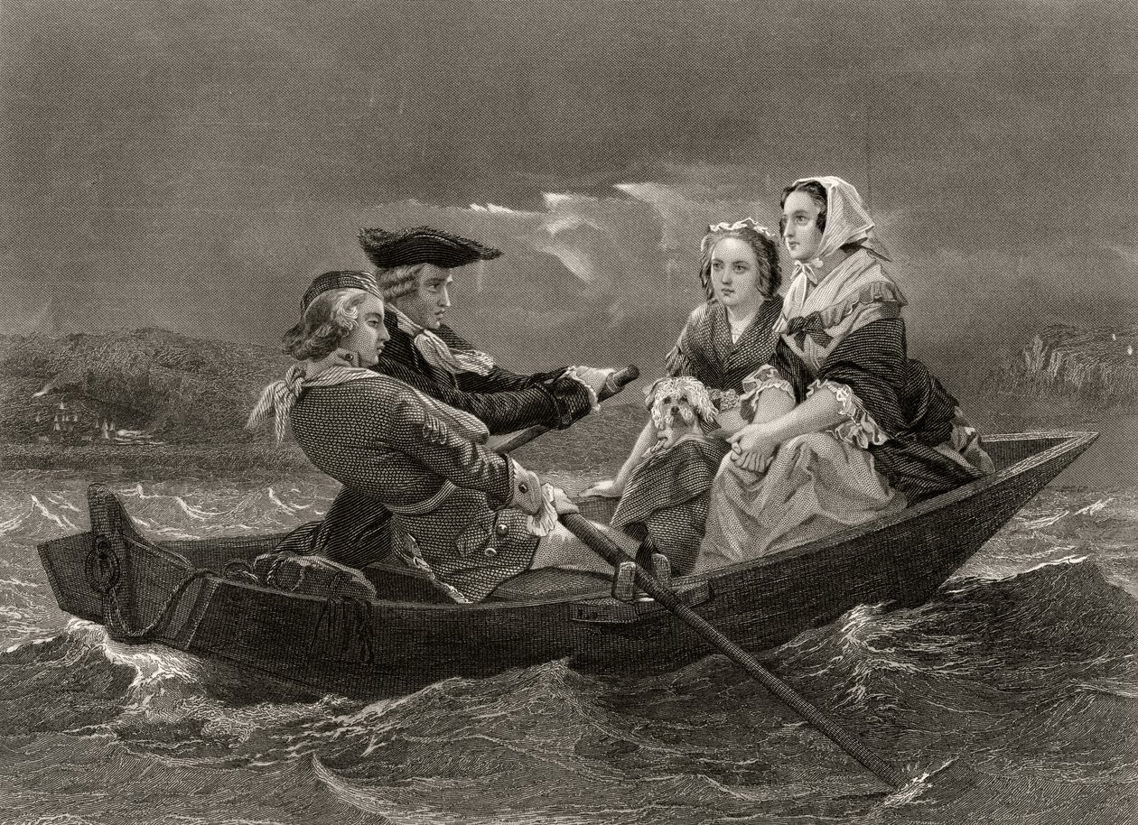 Lady Harriet Ackland útban Gates tábornok táborába látogat, a „Life and Times of Washington” I. kötetéből, 1857-ben. alkotó: Alonzo Chappel