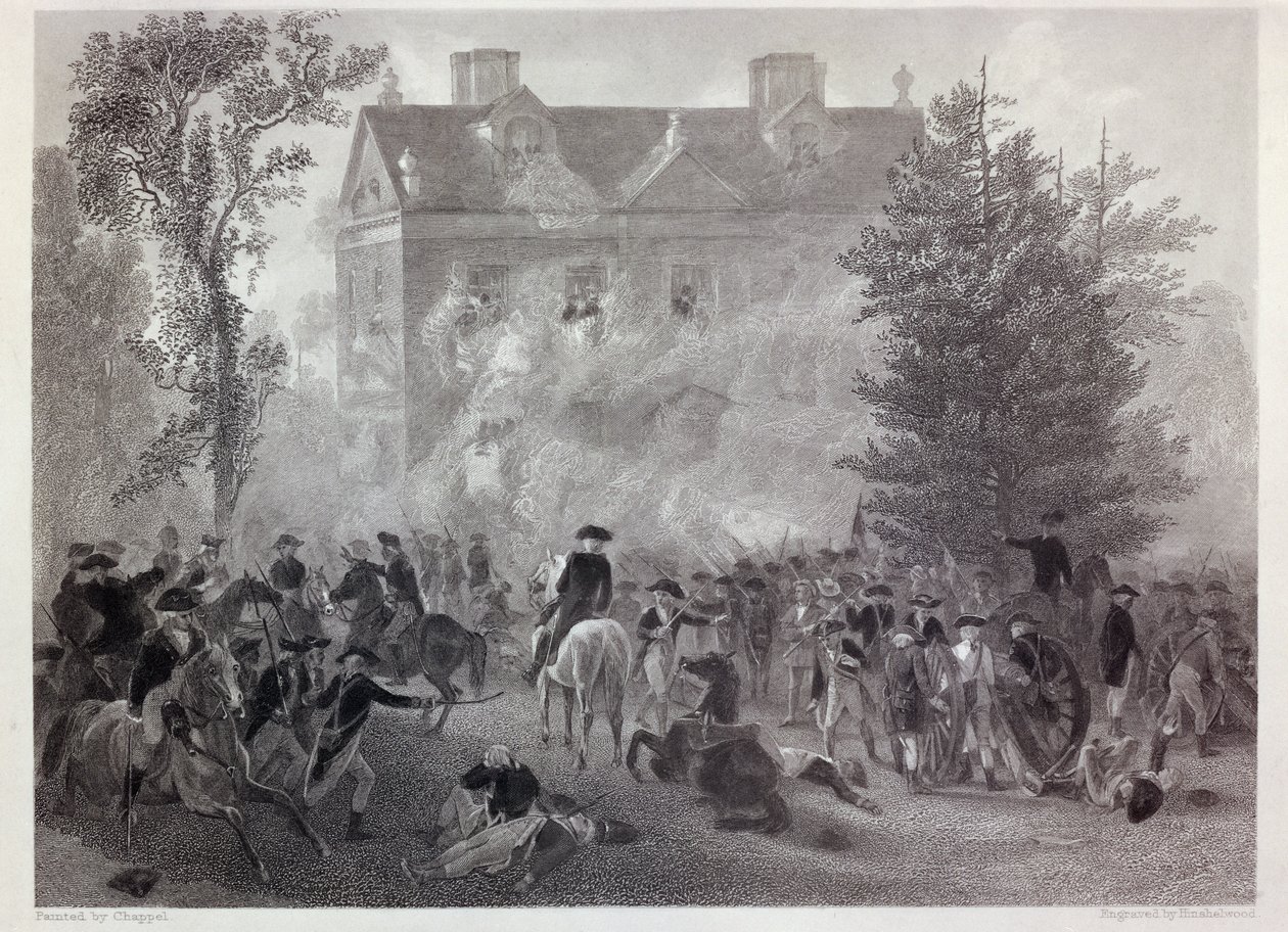 A Germantown-i csata Chew House-ban 1777-ben, vésette Robert Hinshelwood (1812-kb. 75) 1860 körül alkotó: Alonzo Chappel