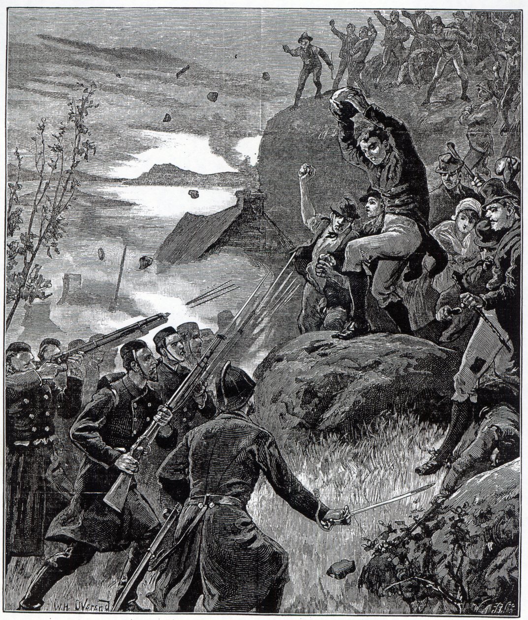 Ír állam: The Affray at Belmullet, Mayo megye, a „The Illustrated London News”-ból, 1881. november 12. alkotó: Aloysius O
