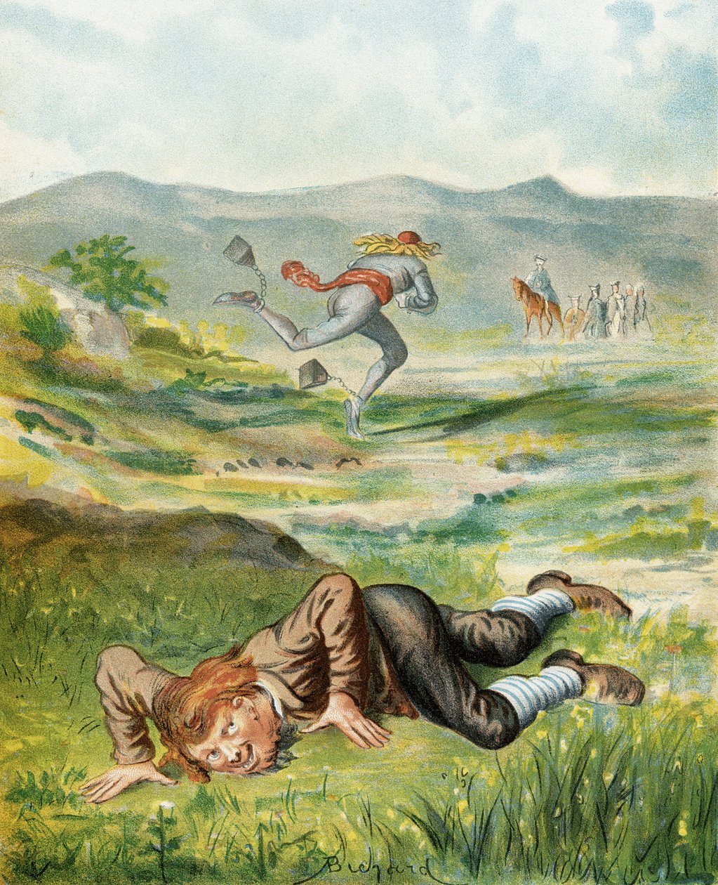 Illusztráció Rudolf Erich Raspe (1736-94) "Münchausen báró kalandjai" című művéből, amely 1886 körül jelent meg alkotó: Alphonse Adolphe Bichard