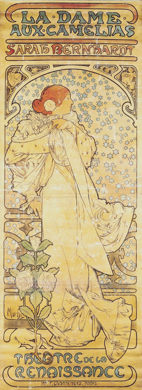 La Dame aux Camélias, Sarah Bernhardt-tal, 1890-1910 (litográfia) alkotó: Alphonse Mucha