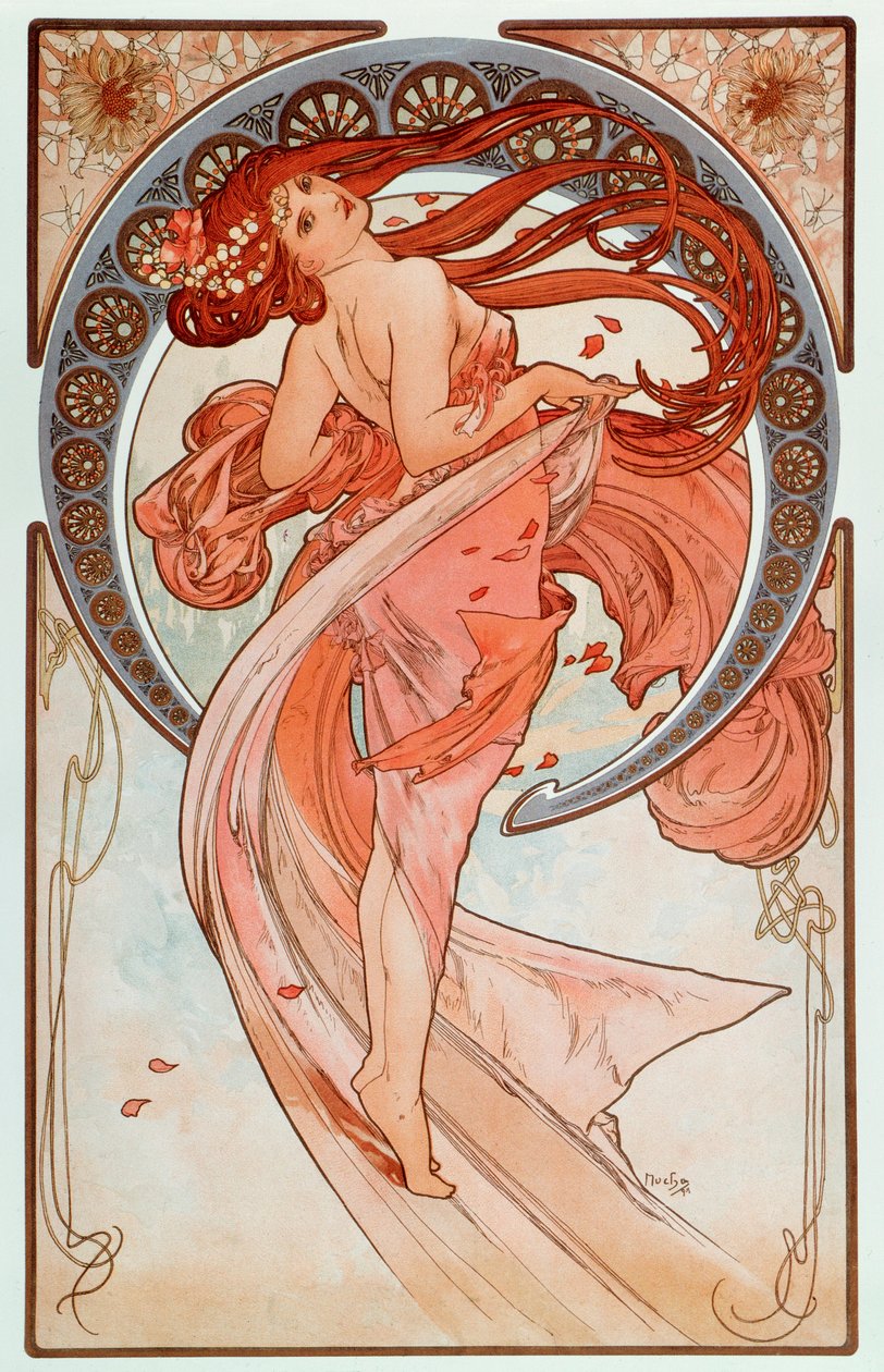 La danse Litográfiák sorozata: Alphonse Mucha (1860-1939), 1898 - „A tánc”” Alphonse Mucha litográfiáinak sorozatából, 1898 Méret 38x60 cm Magángyűjtemény alkotó: Alphonse Mucha