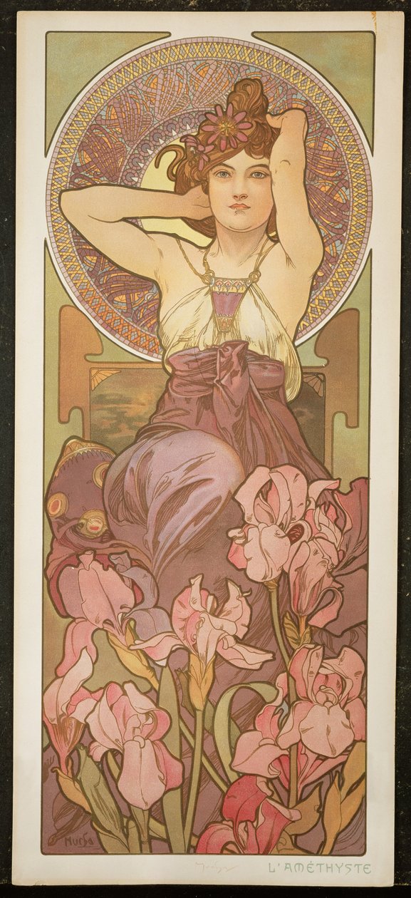 A drágakövek: ametiszt, 1900 alkotó: Alphonse Mucha