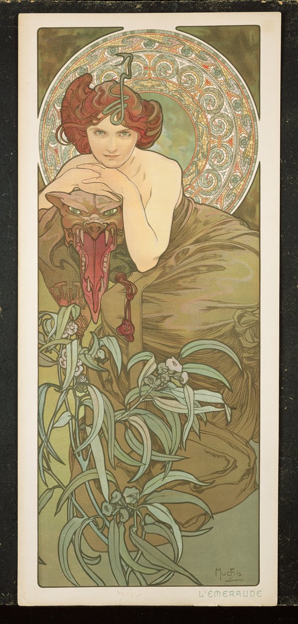 A drágakövek: smaragd, 1900 alkotó: Alphonse Mucha