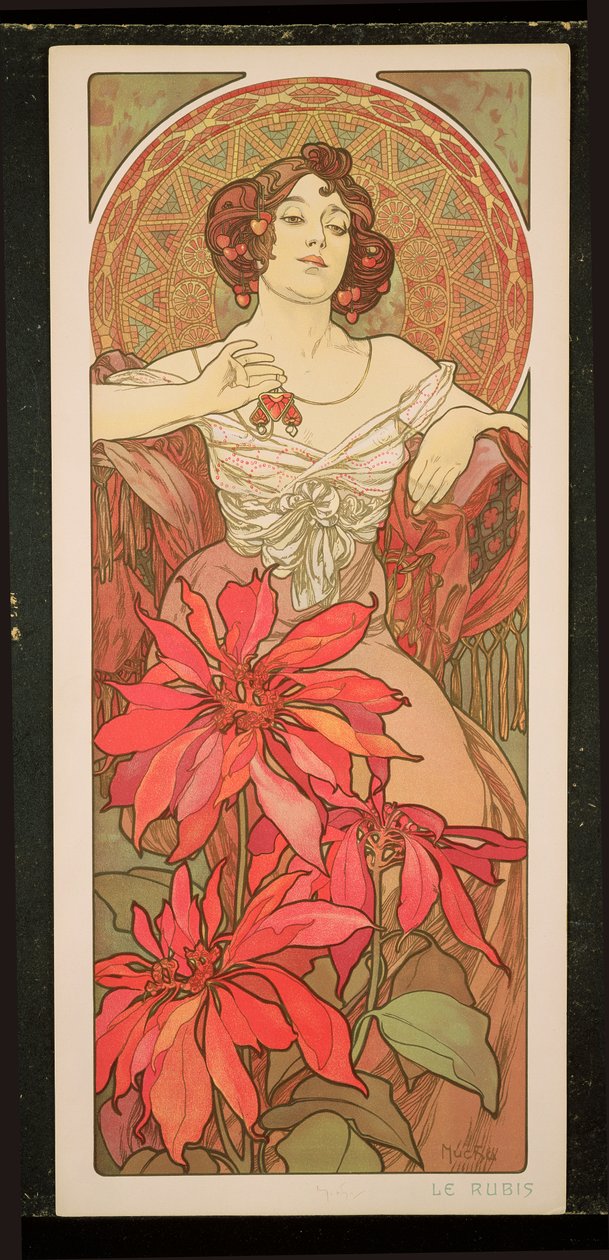 A drágakövek: Rubin, 1900 alkotó: Alphonse Mucha
