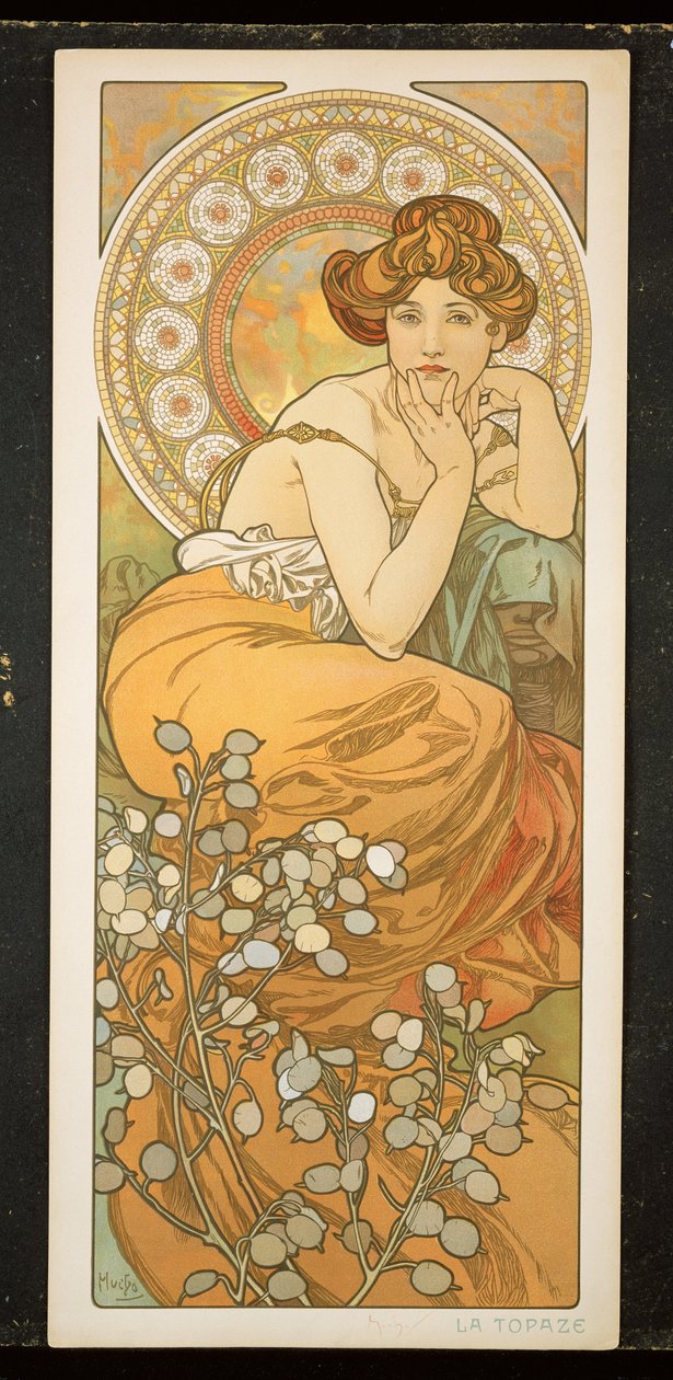 A drágakövek: Topáz, 1900 alkotó: Alphonse Mucha