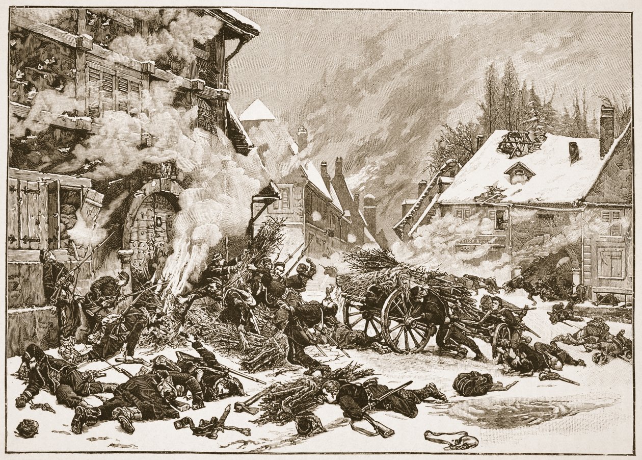 Egy incidens a villersexeli csatában, illusztráció a tizenkilencedik század csatáiból, Archibald Forbes, G.A. Henty és Arthur Griffiths őrnagy alkotó: Alphonse Marie de Neuville