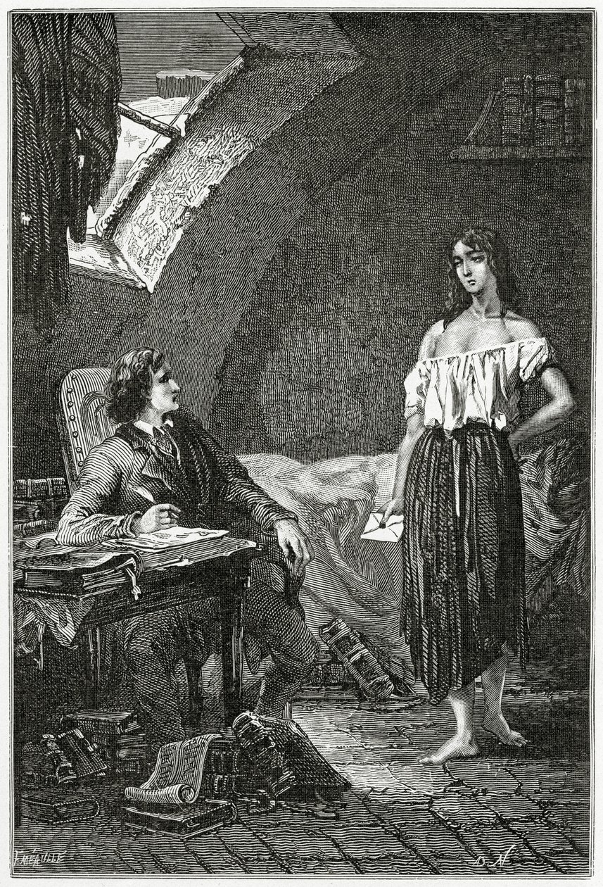 Illusztráció: Les Misérables, 19th Century (bw metszet) alkotó: Alphonse Marie de Neuville