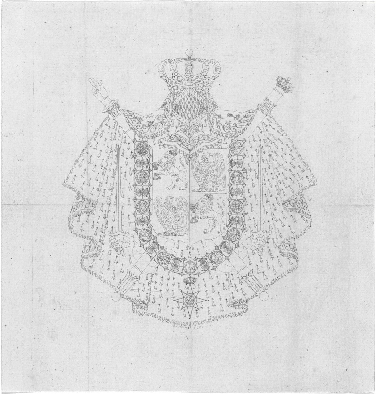 Lajos Napóleon, mint a holland királyság uralkodója címerének tervezése alkotó: Alphonse Pierre Giraud