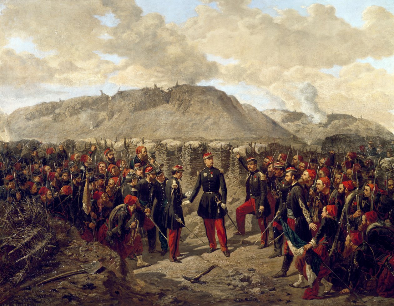 Krími háború (1853-1856): Patrice MacMahon marsall és a zouávék Malakoffban alkotó: Alphonse Antoine Aillaud