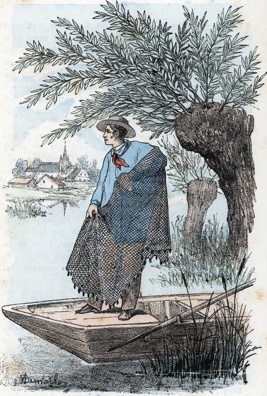 Hálós horgászat Metszet a Rengade „The Needs of Life”-ból alkotó: Alphonse Demarle