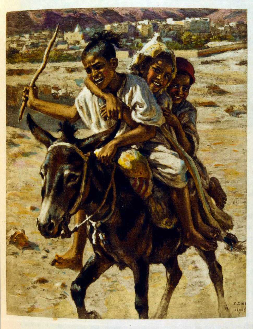 Illusztráció: Dinet az arab élet „Mirages” című darabjából. 1906. Mirages, Scénes De La Vie Arab című filmet Etienne Dinet illusztrálta Silman Ben Ibrahim Bamer kommentárjával. Nasreddine Dinet Alphonse-Étienne Dinet néven született; (1861-1929) francia ke alkotó: Alphonse Etienne Dinet