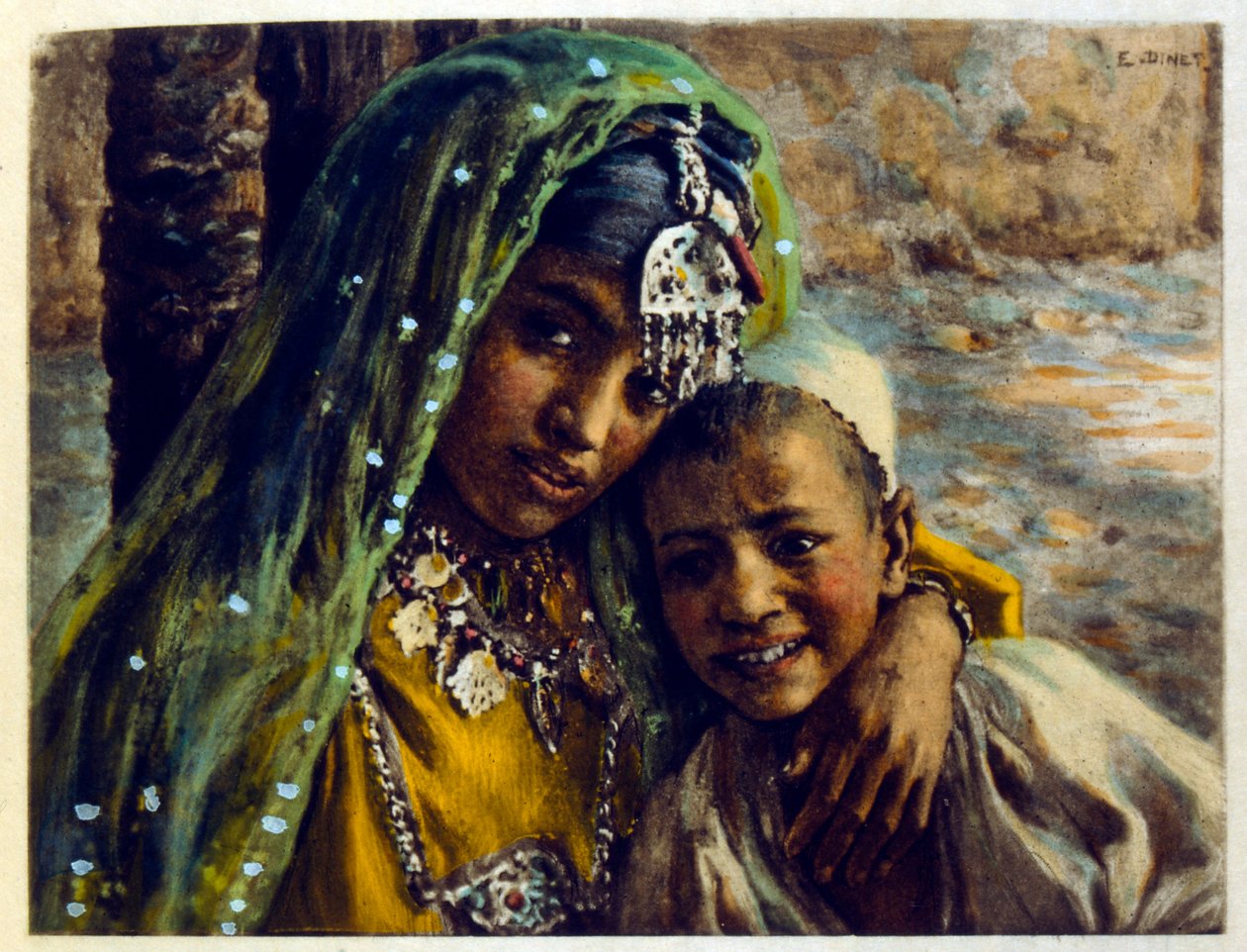 Illusztráció: Dinet az arab élet „Mirages” című darabjából. 1906. Mirages, Scénes De La Vie Arab című filmet Etienne Dinet illusztrálta Silman Ben Ibrahim Bamer kommentárjával. Nasreddine Dinet Alphonse-Étienne Dinet néven született; (1861-1929) francia ke alkotó: Alphonse Etienne Dinet