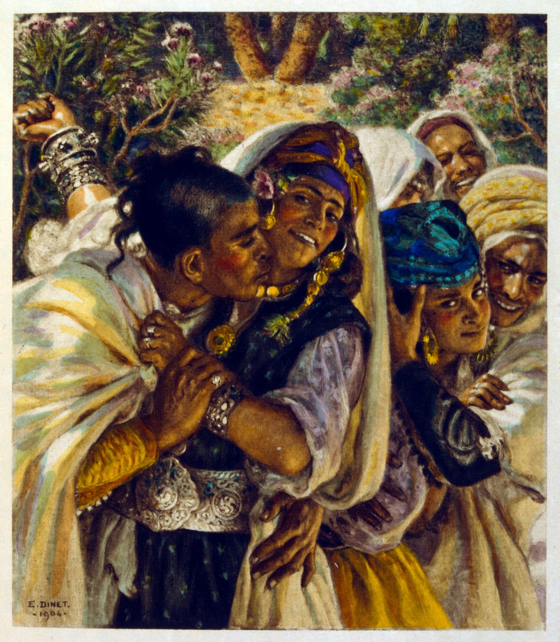 Illusztráció: Dinet az arab élet „Mirages” című darabjából. 1906. Mirages, Scénes De La Vie Arab című filmet Etienne Dinet illusztrálta Silman Ben Ibrahim Bamer kommentárjával. Nasreddine Dinet Alphonse-Étienne Dinet néven született; (1861-1929) francia ke alkotó: Alphonse Etienne Dinet