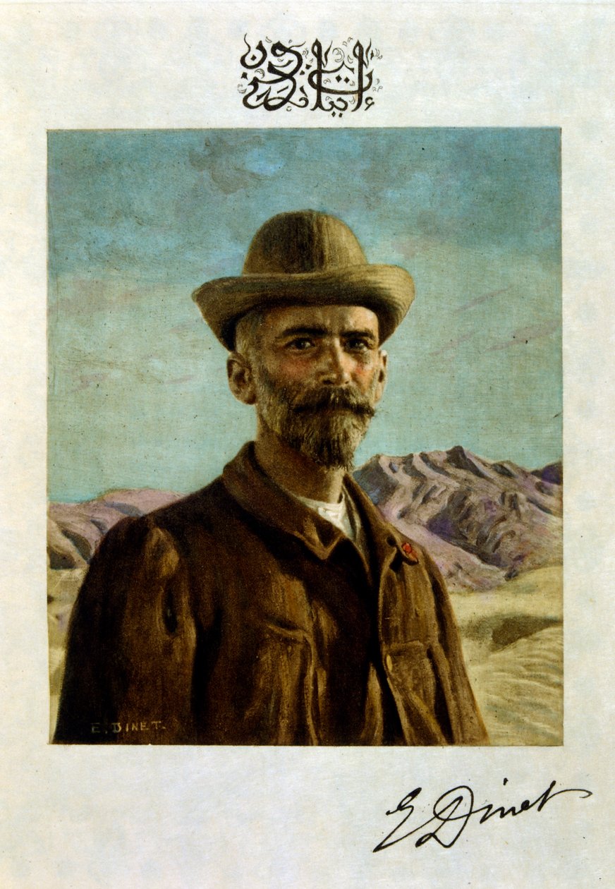 Illusztráció: Dinet az arab élet „Mirages” című darabjából. 1906. Mirages, Scénes De La Vie Arab című filmet Etienne Dinet illusztrálta Silman Ben Ibrahim Bamer kommentárjával. Nasreddine Dinet Alphonse-Étienne Dinet néven született; (1861-1929) francia ke alkotó: Alphonse Etienne Dinet