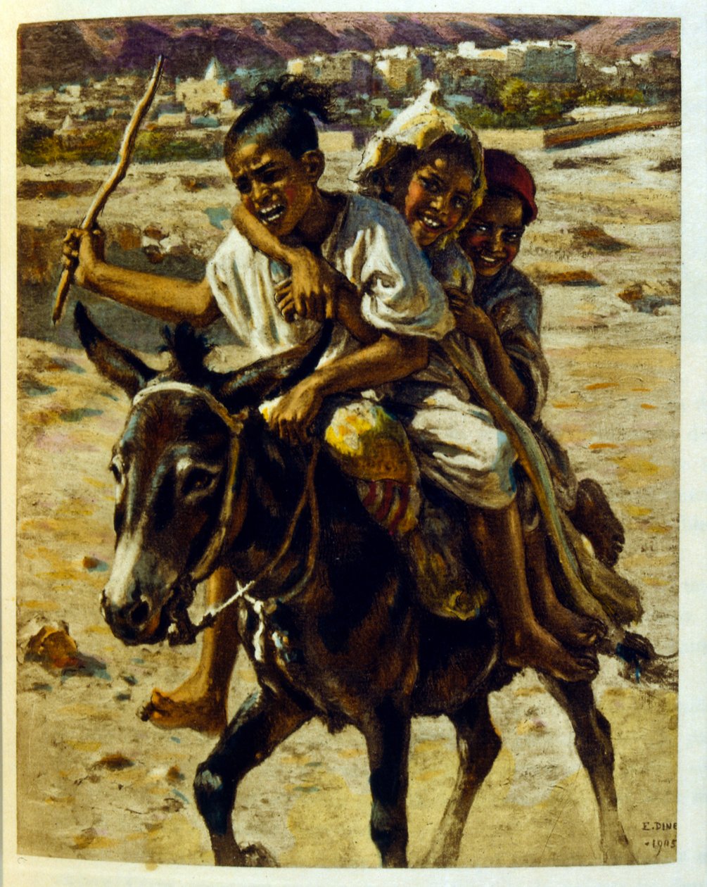 Illusztráció: Dinet az arab élet „Mirages” című darabjából. 1906. Mirages, Scénes De La Vie Arab című filmet Etienne Dinet illusztrálta Silman Ben Ibrahim Bamer kommentárjával. Nasreddine Dinet Alphonse-Étienne Dinet néven született; (1861-1929) francia ke alkotó: Alphonse Etienne Dinet