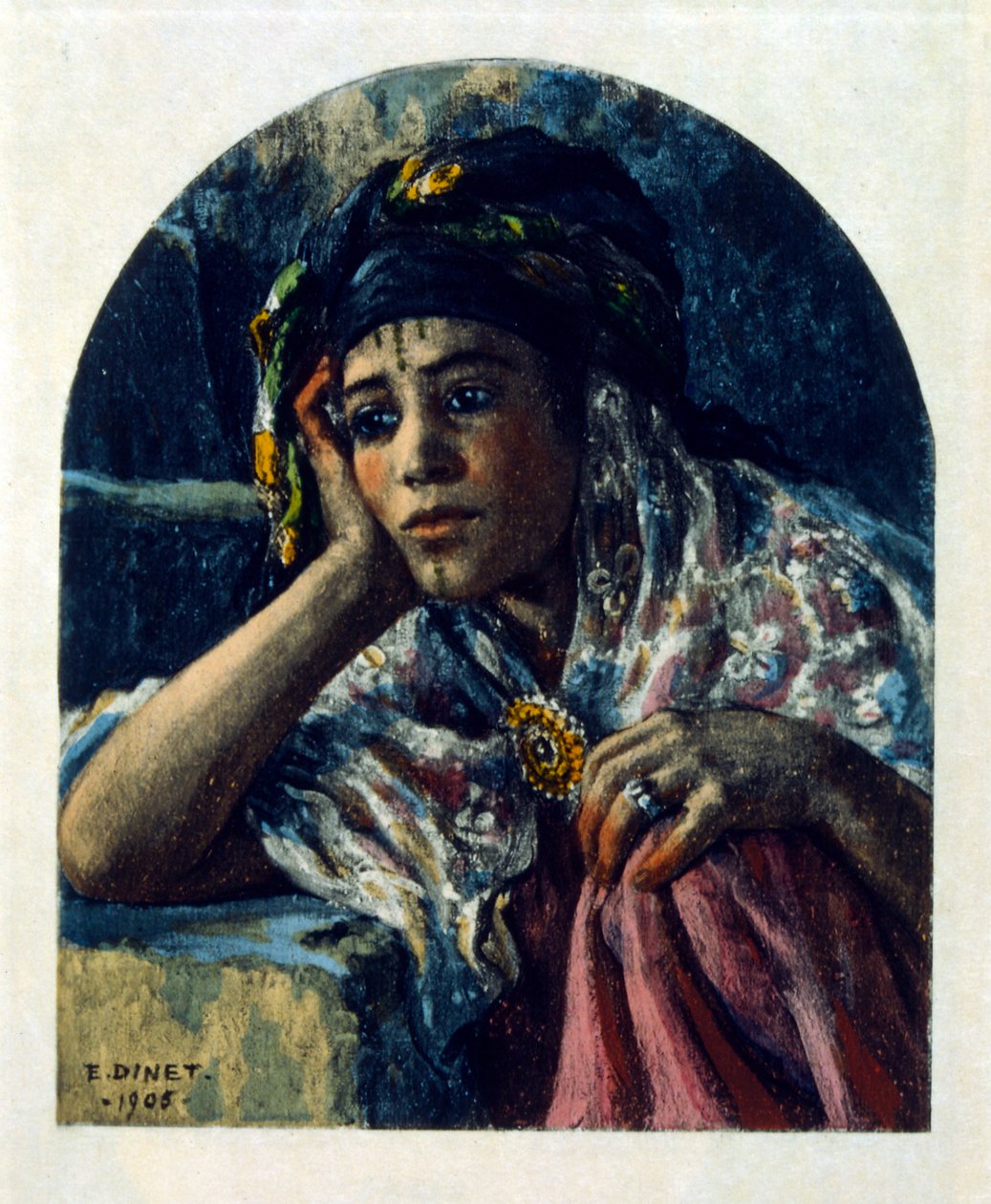 Illusztráció: Dinet az arab élet „Mirages” című darabjából. 1906. Mirages, Scénes De La Vie Arab című filmet Etienne Dinet illusztrálta Silman Ben Ibrahim Bamer kommentárjával. Nasreddine Dinet Alphonse-Étienne Dinet néven született; (1861-1929) francia ke alkotó: Alphonse Etienne Dinet
