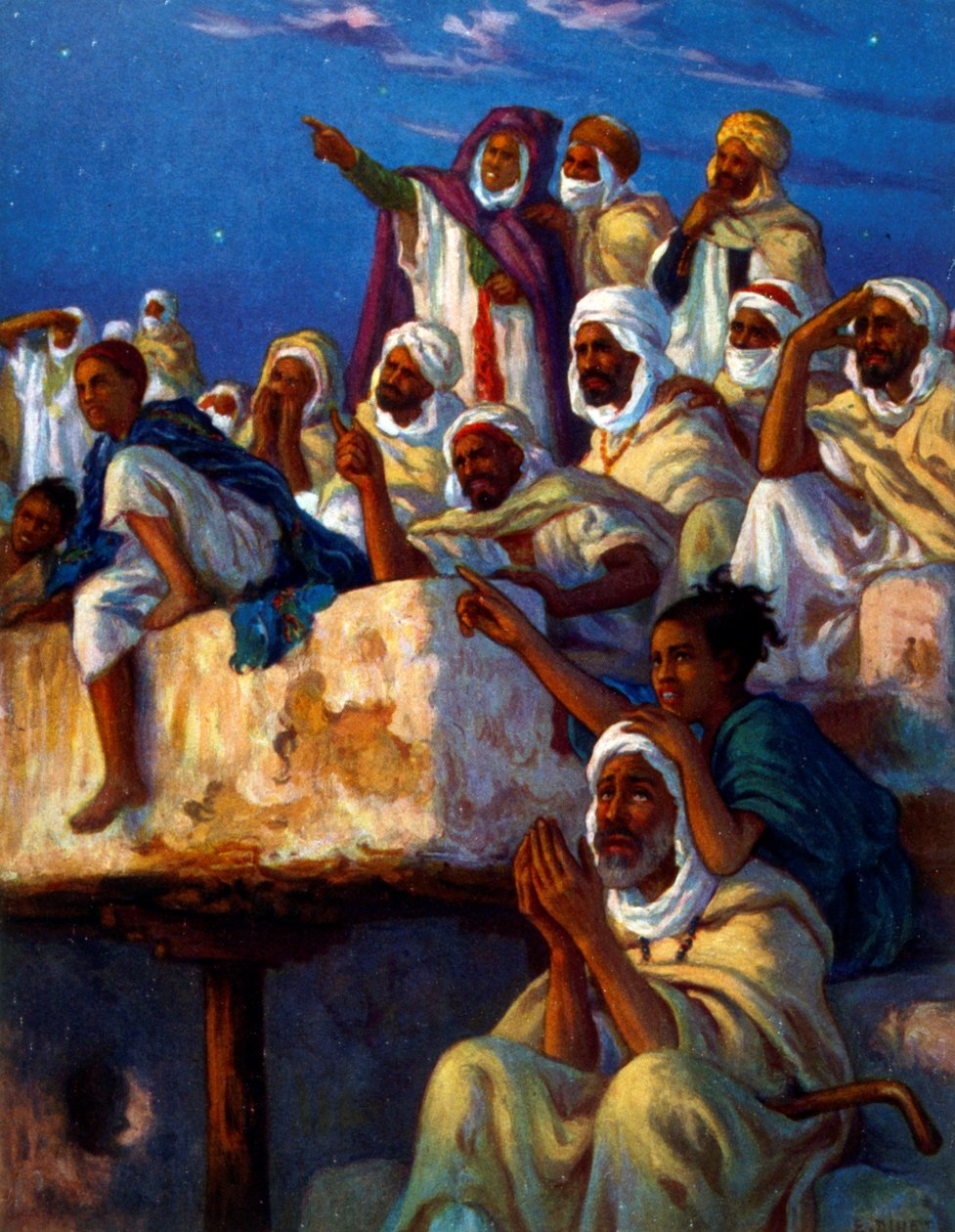 Illusztráció, amely arabokat ábrázol imában a ramadán időszakában. Szerző: Nasreddine Dinet (Alphonse-Étienne Dinet). 1861 1929 alkotó: Alphonse Etienne Dinet
