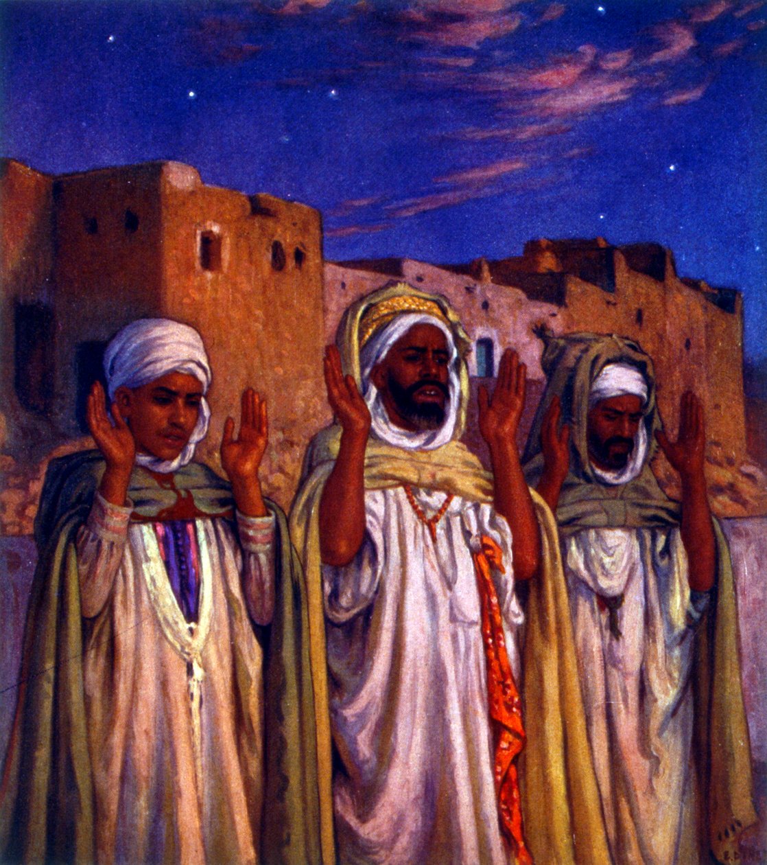 Illusztráció muszlim arab zarándokokat ábrázoló úton Mekkába. szerző: Nasreddine Dinet (Alphonse-Étienne Dinet). 1861 1929 alkotó: Alphonse Etienne Dinet