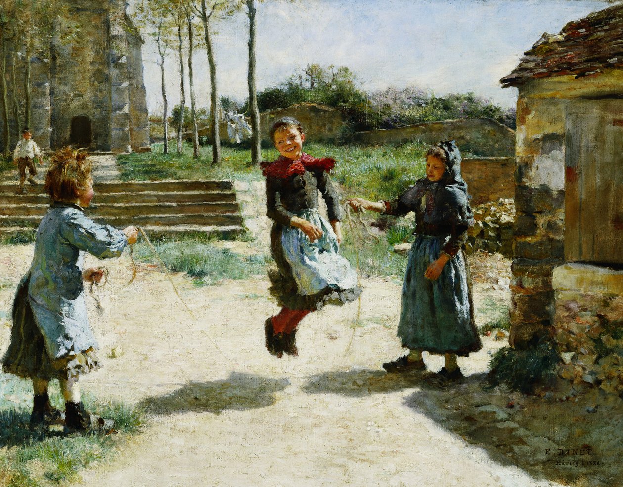 Kislányok Ugrókötél; Gamines Sautant a la Corde alkotó: Alphonse Etienne Dinet