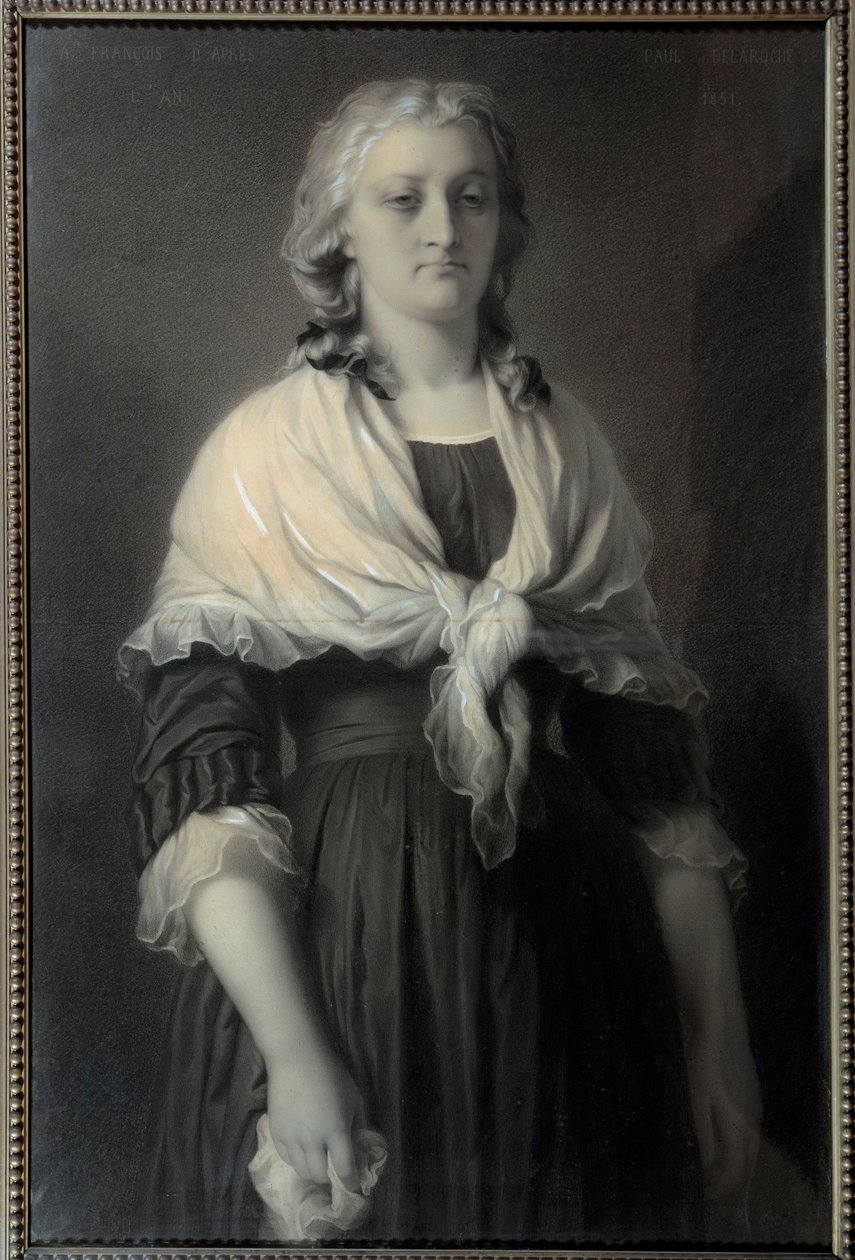 Marie Antoinette királynő (1755-1793) portréja a Concierge-ban Az 1793-ban képviselt királynő gyászt visel. Alphonse Francois (1814-1888) szénrajza 1851 V. 0,72x1,11 m Malmaison, musee du chateau alkotó: Alphonse François