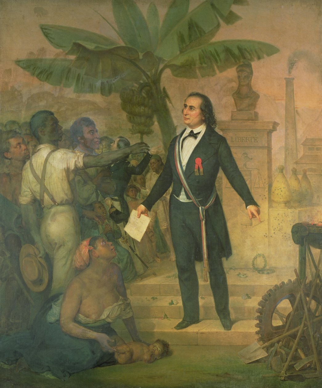Joseph Napoleon Sebastien Sarda Garriga (1808-77) a La Reunionról szóló emancipációs rendelettel alkotó: Alphonse Garreau