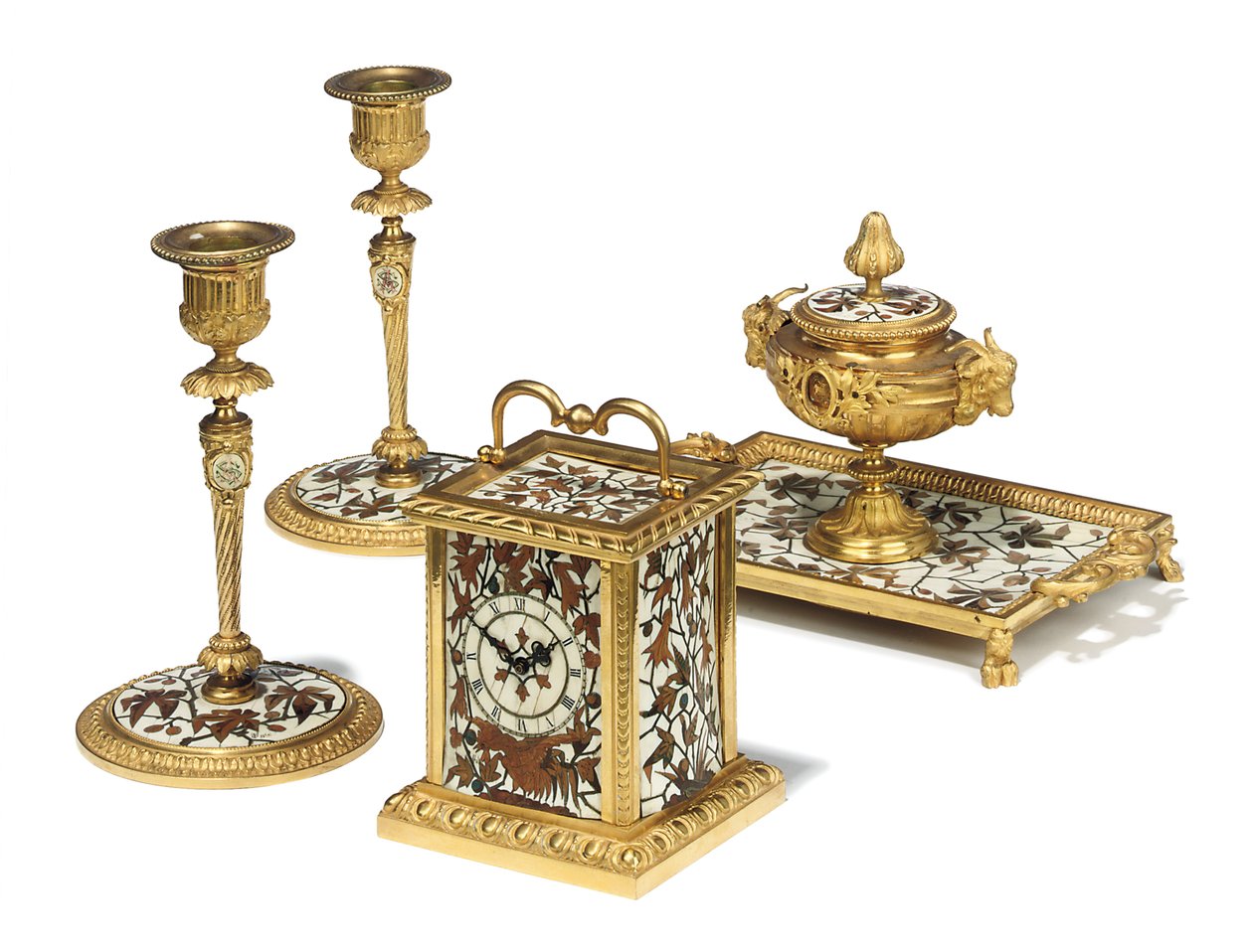 Napóleon III négyrészes íróasztal, Duvinage és Harinckouk intarziája, 1877 körül alkotó: Alphonse Gustave Giroux