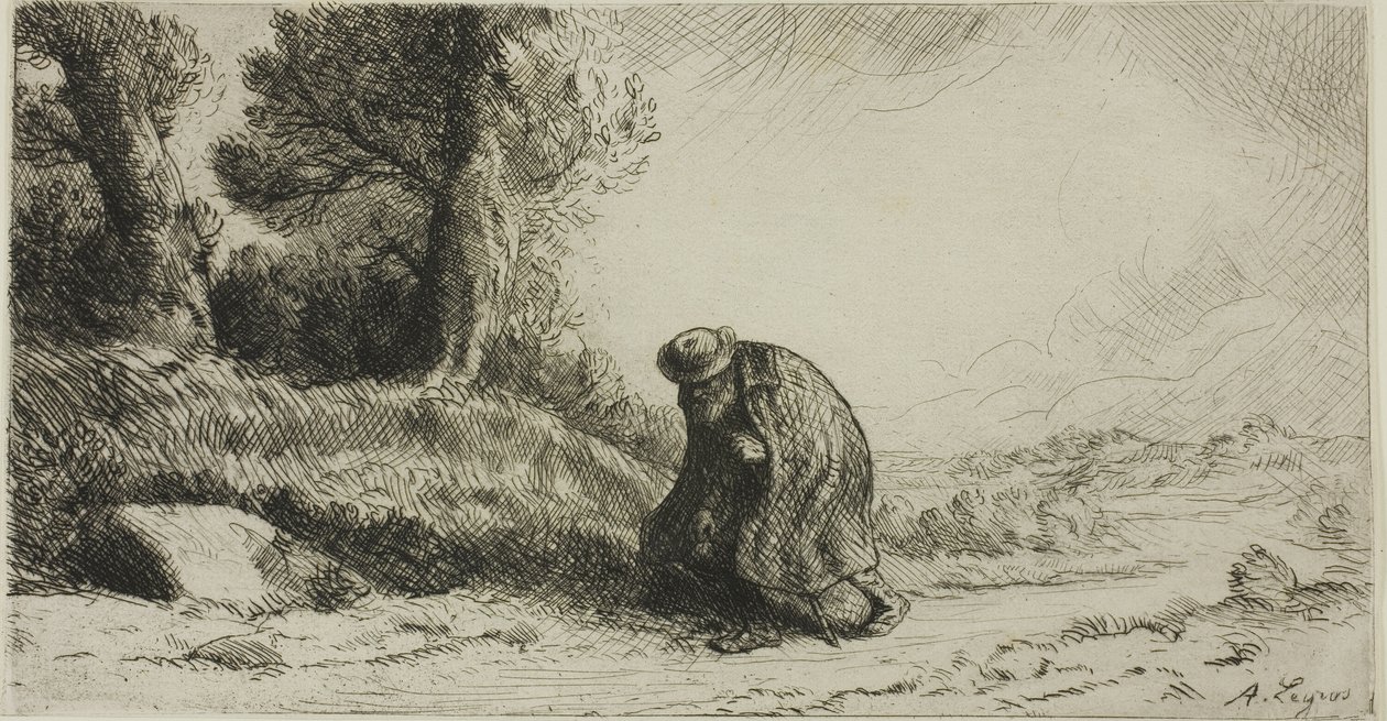 Egy vagabond sétál egy sávon alkotó: Alphonse Legros