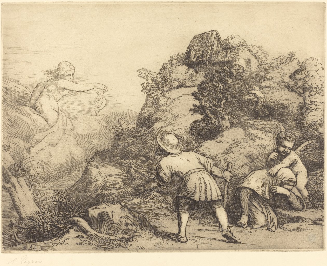 A paraszt és a szerencse allegóriája: allegorikus téma alkotó: Alphonse Legros