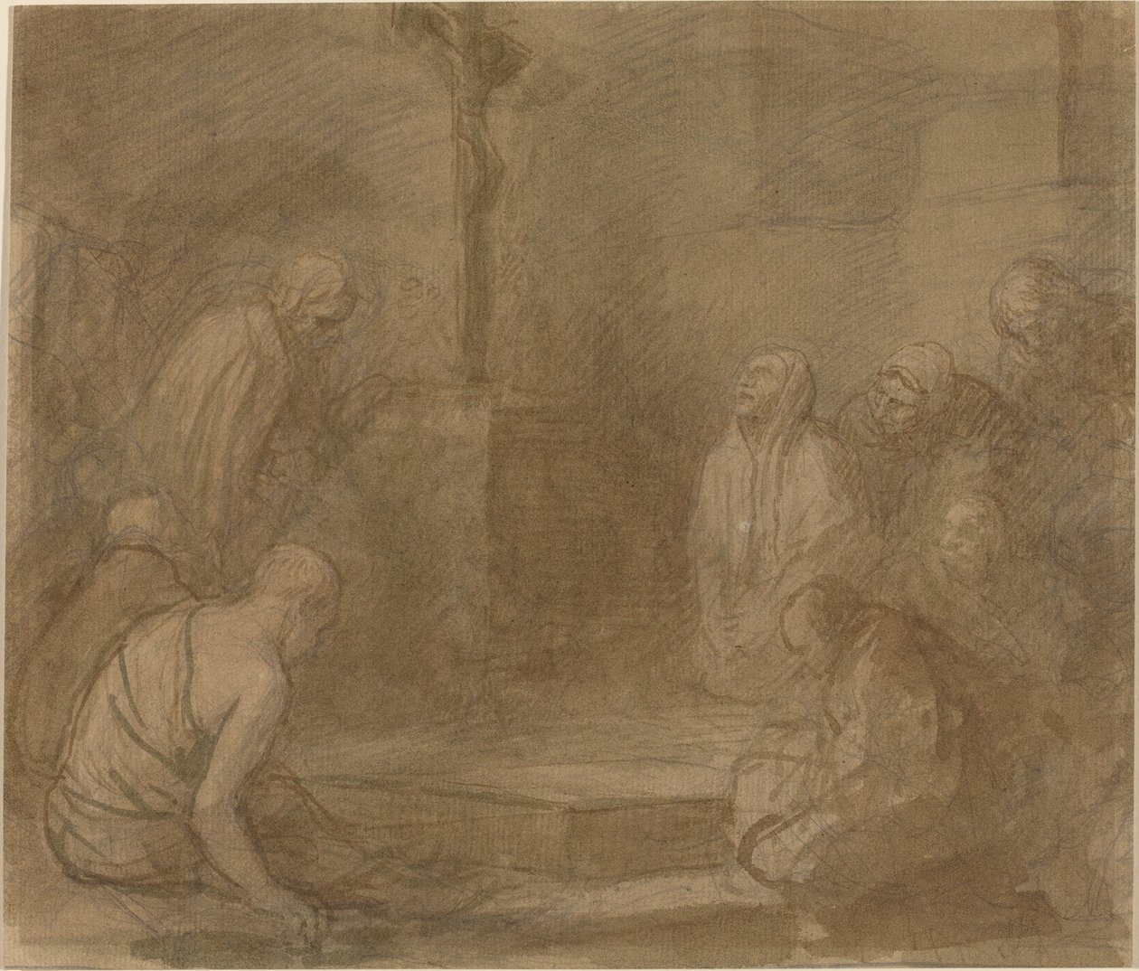 A kereszt tövében alkotó: Alphonse Legros
