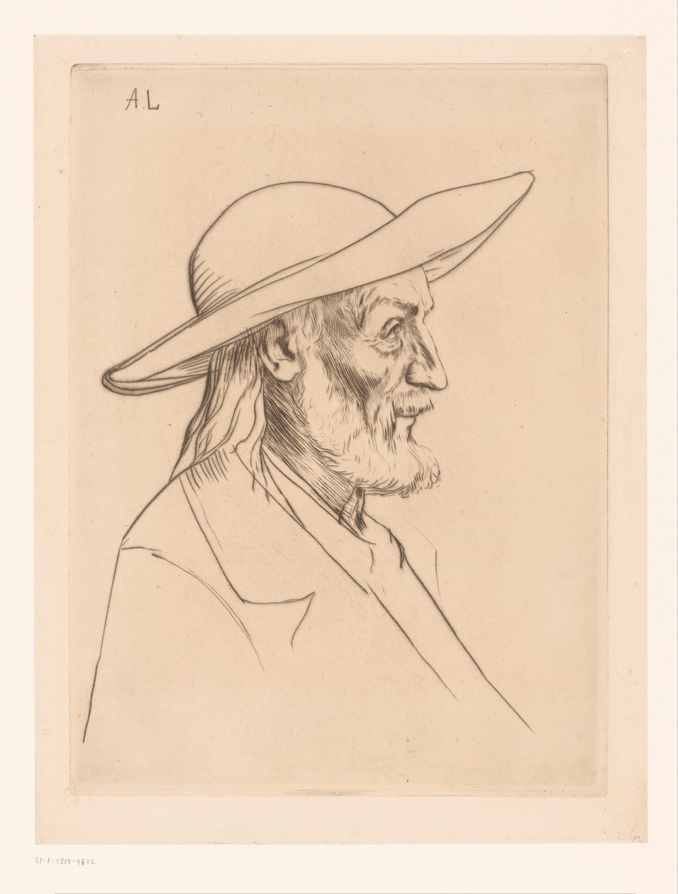 Breton férfi kalappal paysan breton alkotó: Alphonse Legros