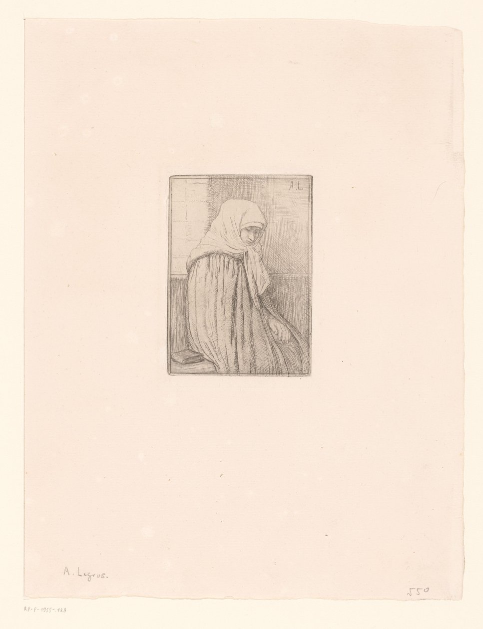 Breton nő fejkendővel alkotó: Alphonse Legros