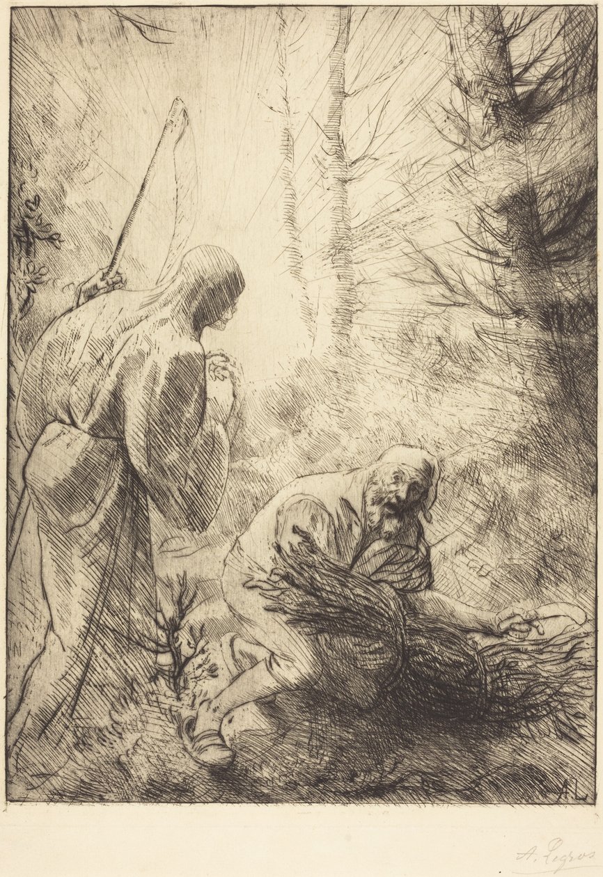 A halál és a favágó, 2. metszet (La mort et le bucheron) alkotó: Alphonse Legros