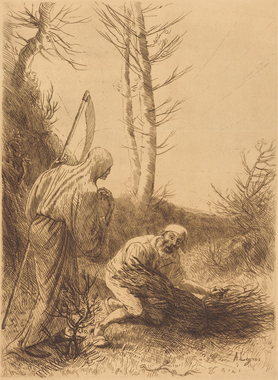 A halál és a favágó, 2. metszet (Le mort et le bucheron) alkotó: Alphonse Legros