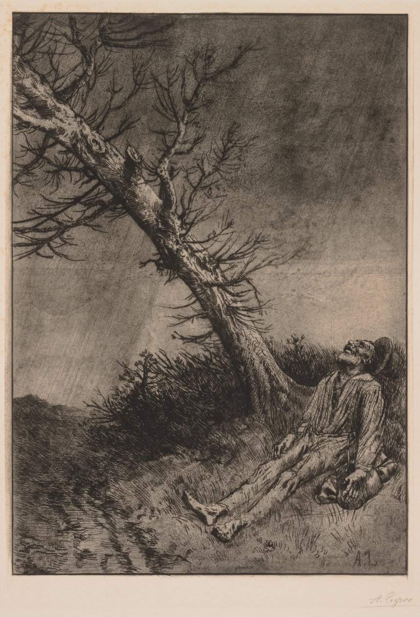 A vagabond halála. alkotó: Alphonse Legros