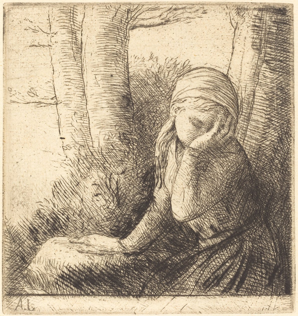 Kétségbeesett fiatal lány Kétségbeesett fiatal lány. alkotó: Alphonse Legros