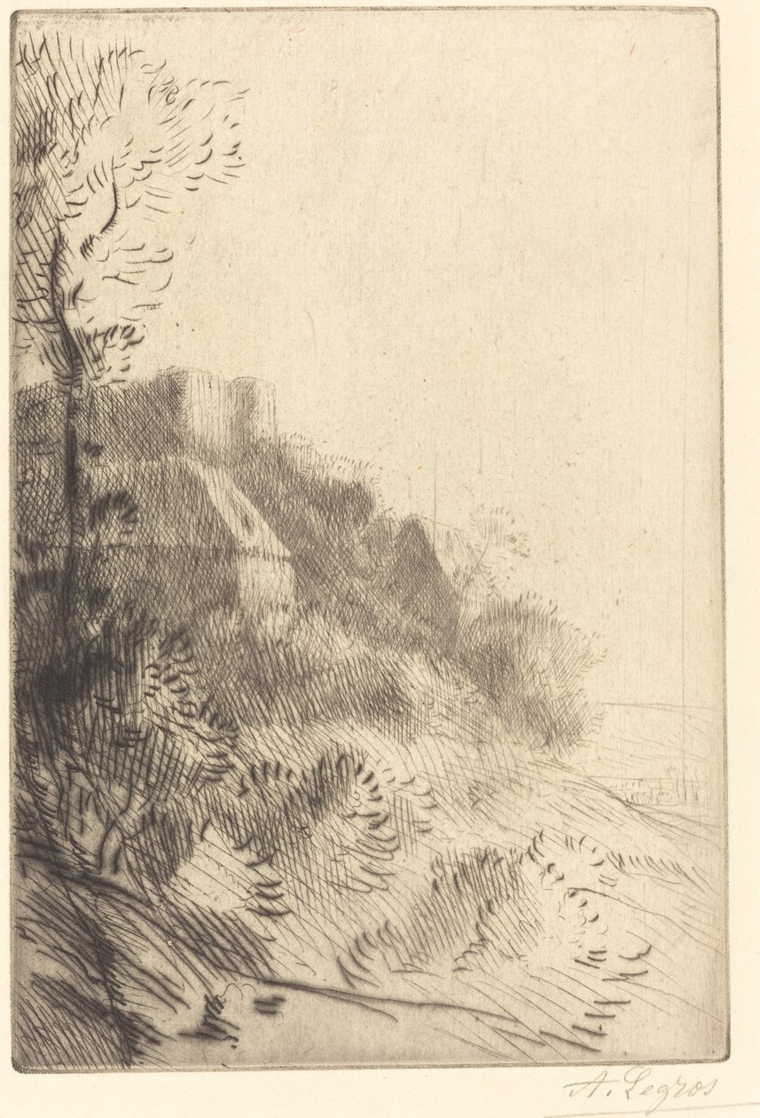 Farm egy domboldalon napfényben alkotó: Alphonse Legros