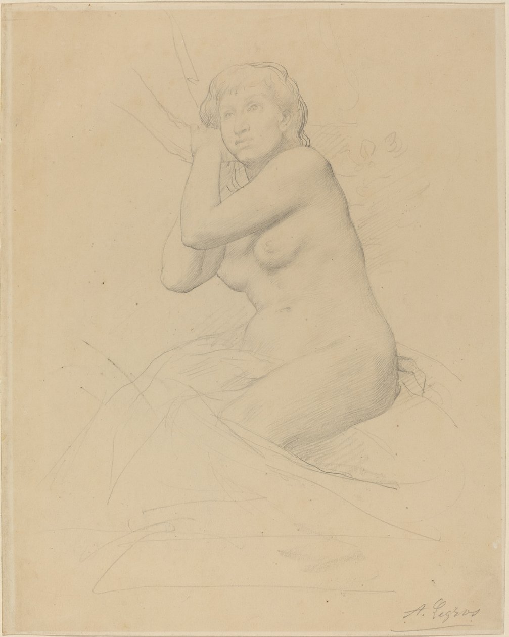 Női meztelenül ülő. alkotó: Alphonse Legros