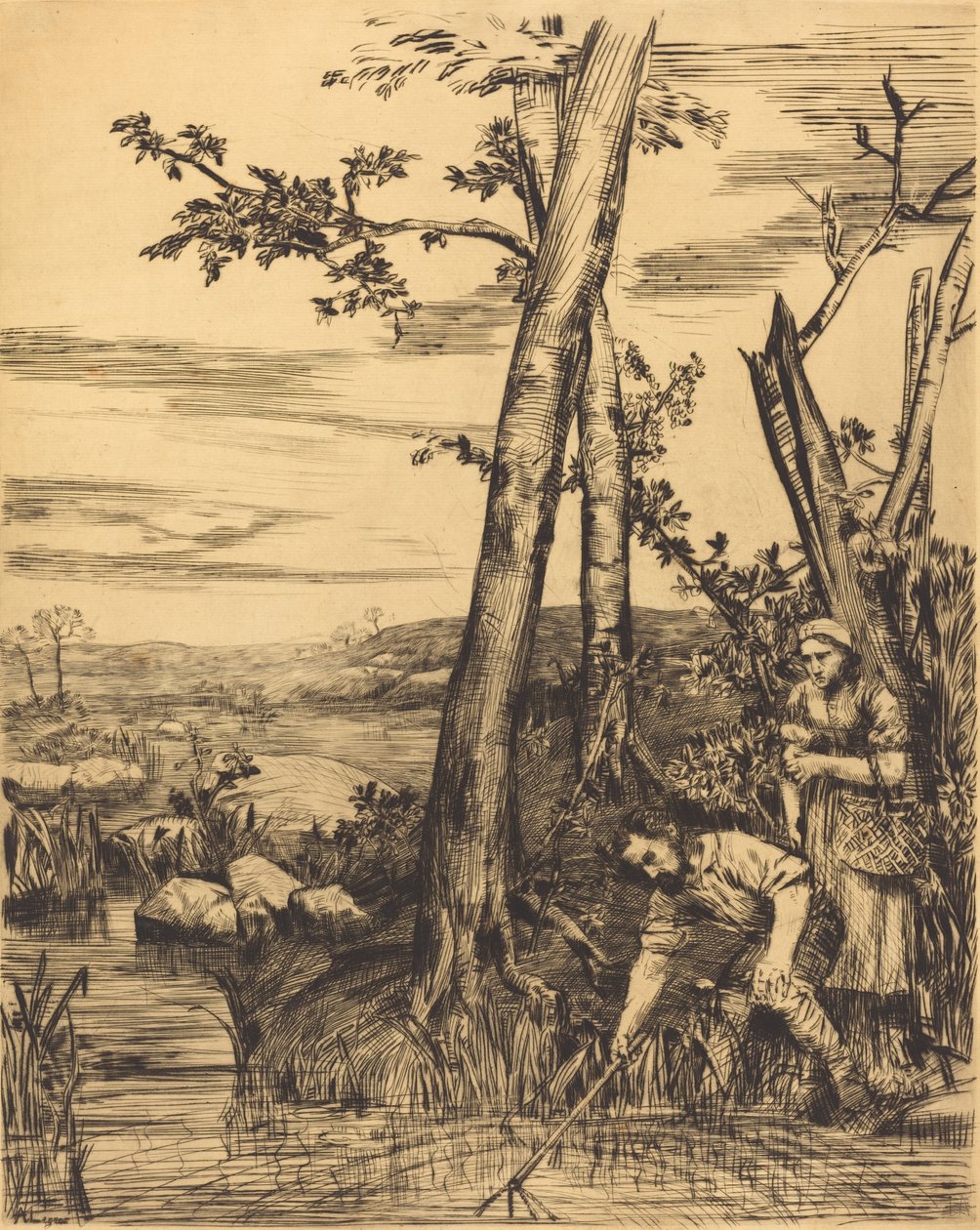 Horgászat rákok számára Rákhalászok. alkotó: Alphonse Legros